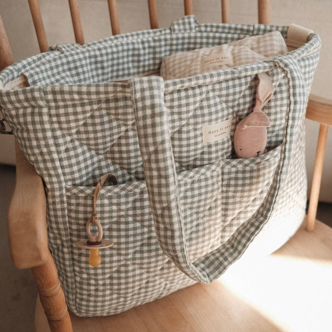 Dans le sac - Wholesale Diaper Bag - Baby - Organic cotton diaper bag - Gingham collection3