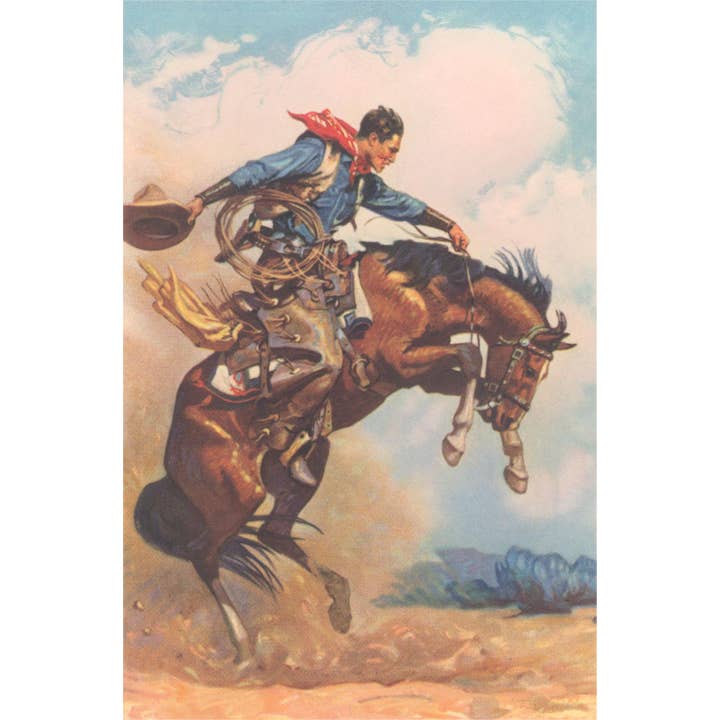 Found Image Press - Wholesale Art Print - Art Print CB-228 Cowboy on Bucking Bronco