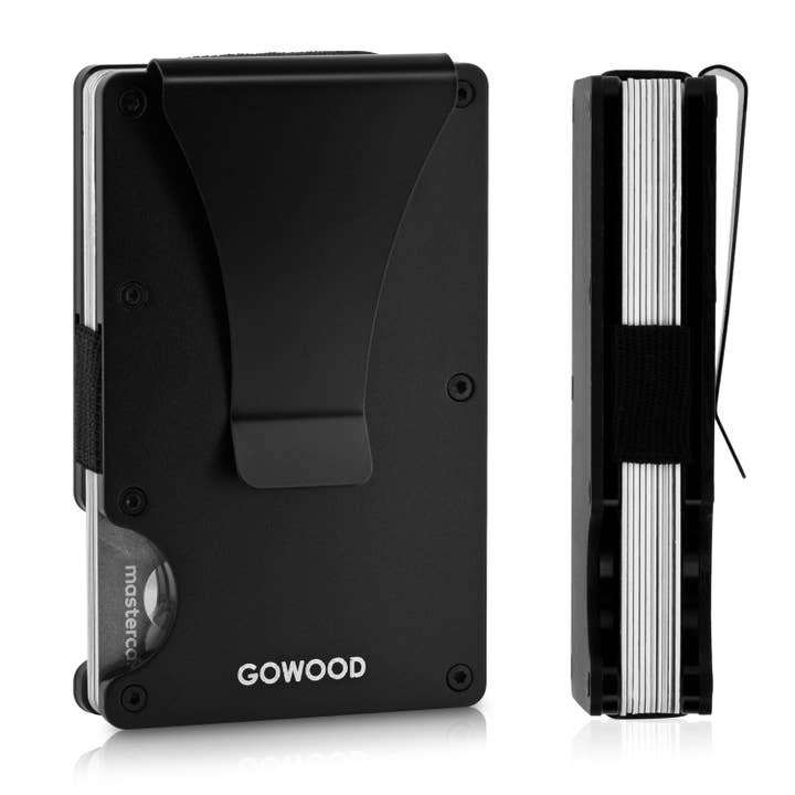 Black metal wallet and minimalist cardholder for wholesale by GOWOOD