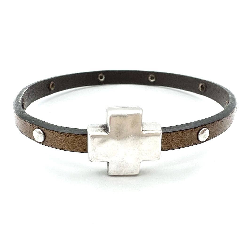 Montana Leather Designs - Wholesale Bangle Bracelet - DC Hammered Cross3