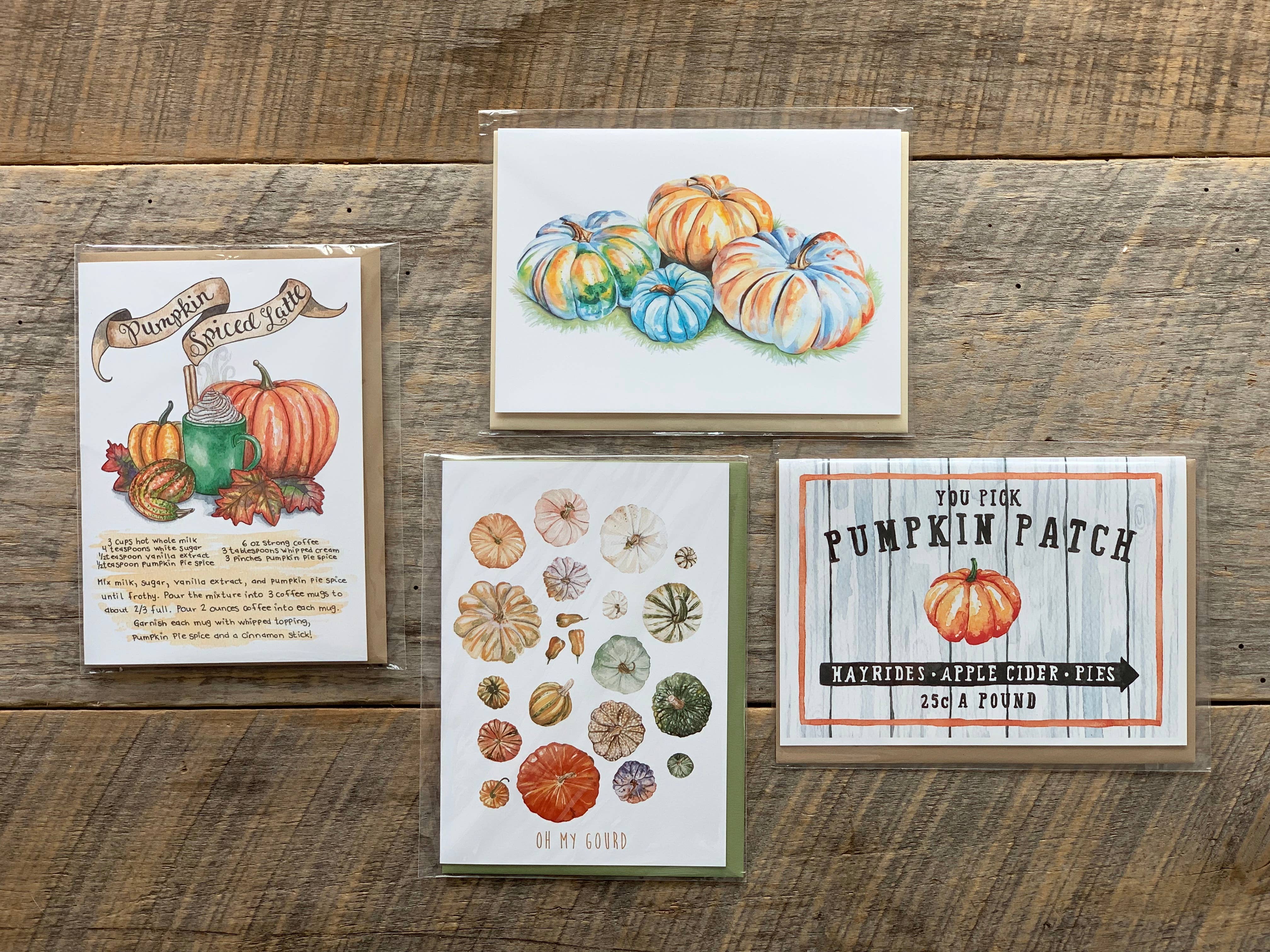 Meadowbrook Lane - Wholesale Everyday Greeting Card - Watercolor Pile of Pumpkins Greeting Card2