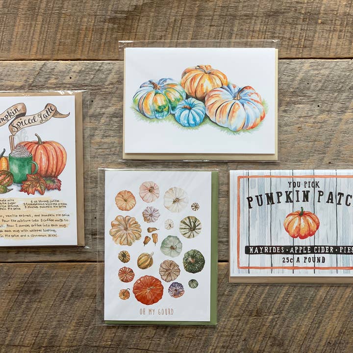 Meadowbrook Lane - Wholesale Everyday Greeting Card - Watercolor Pile of Pumpkins Greeting Card2