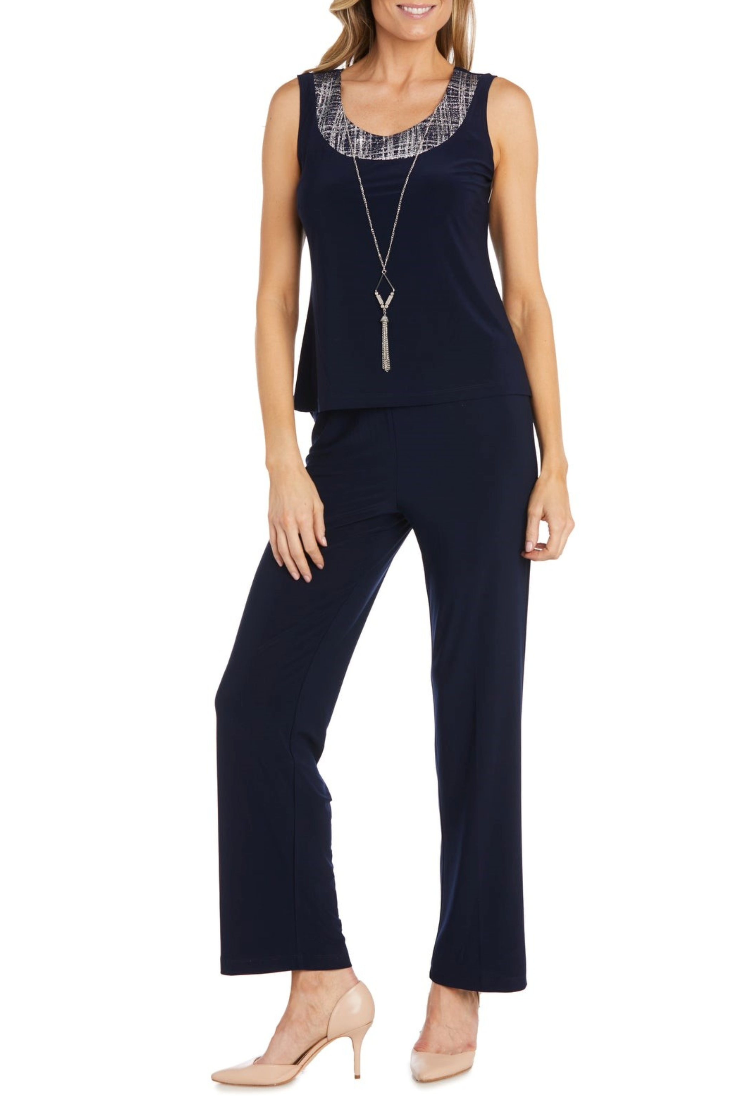 NAVY RM Richards 3-Piece Glitzy Evening Pants Suit Set for wholesale on Faire4