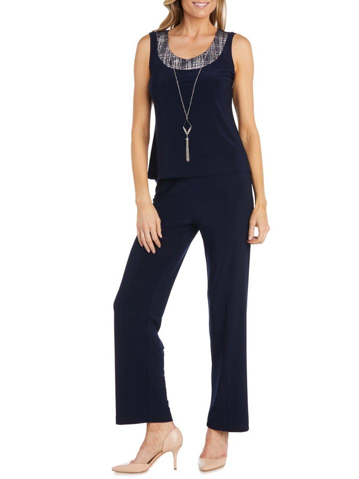 NAVY RM Richards 3-Piece Glitzy Evening Pants Suit Set for wholesale on Faire4