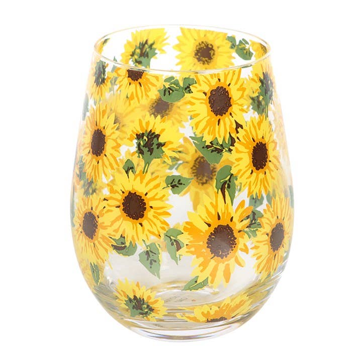 Something Different Wholesale - Wholesale Wine Glass - Sunflower Print Stemless Glass2