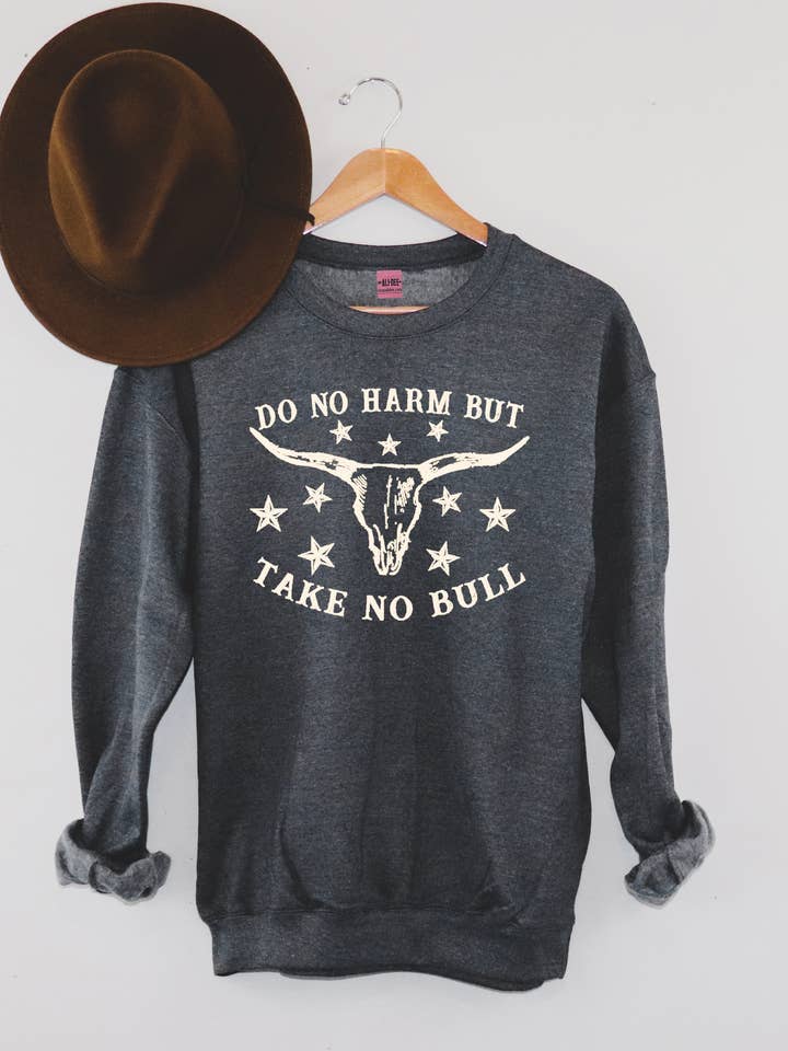 Ali Dee - Wholesale Graphic Sweatshirt - Women's - Do No Harm Western Sweatshirt - Heather Charcoal0