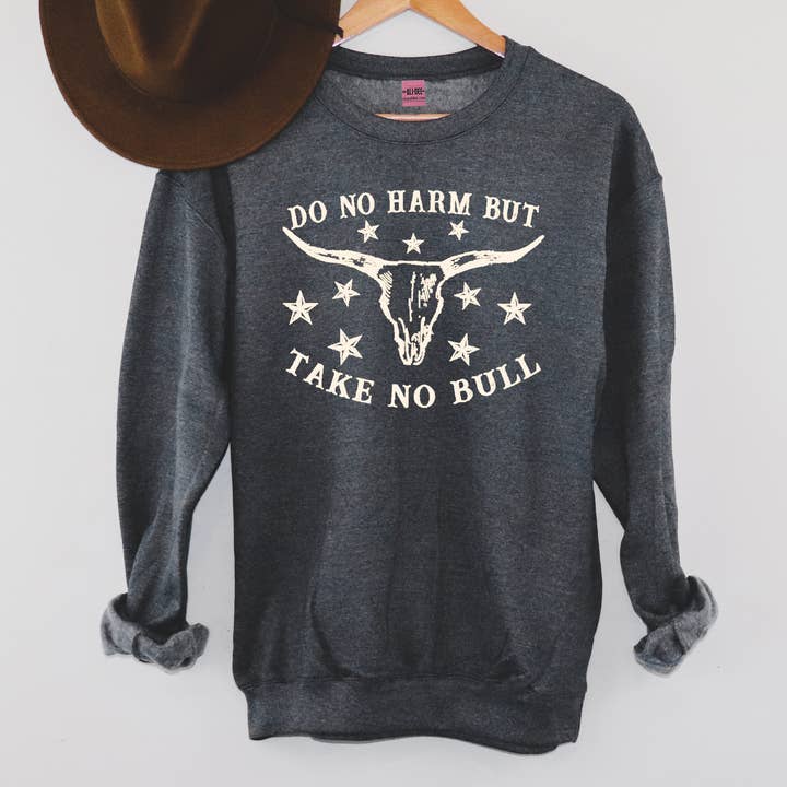 Ali Dee - Wholesale Graphic Sweatshirt - Women's - Do No Harm Western Sweatshirt - Heather Charcoal