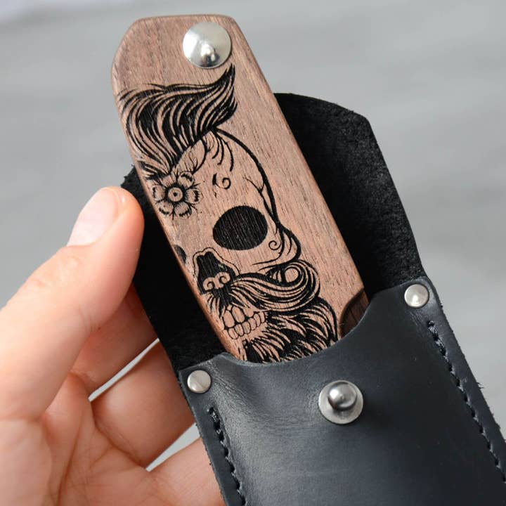 EnjoyTheWood – Escova/pente para barba por atacado – Pente Barba Madeira - Caveira Açúcar