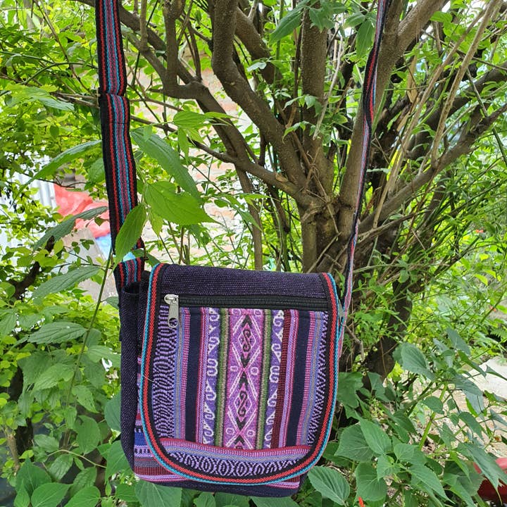 Fwosi – Großhandel Umhängetasche - Damen – Hippie-Tasche, Schultertasche aus Baumwolle. Handgemachte Patchwork-Tasche
