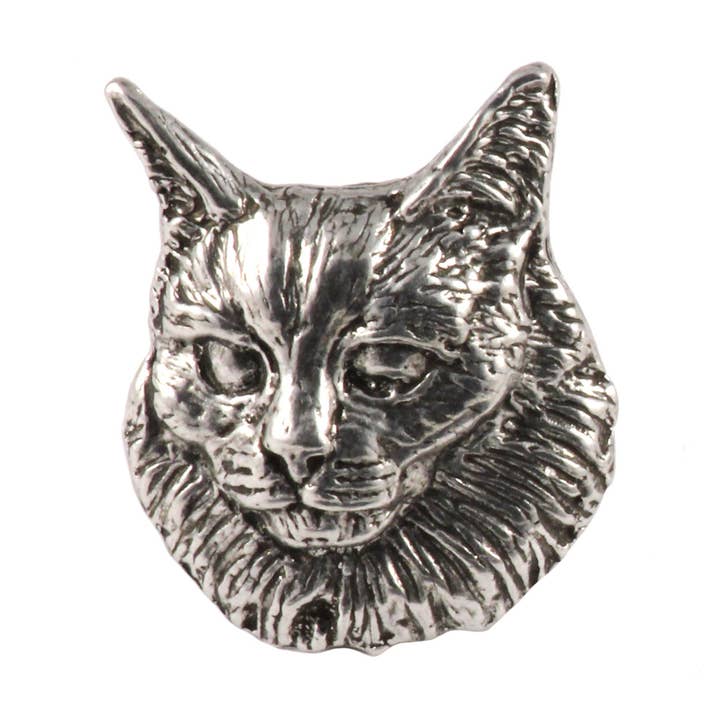Angora Cat Pewter Lapel Pin Brooch, C004 for wholesale by Creative Pewter Designs