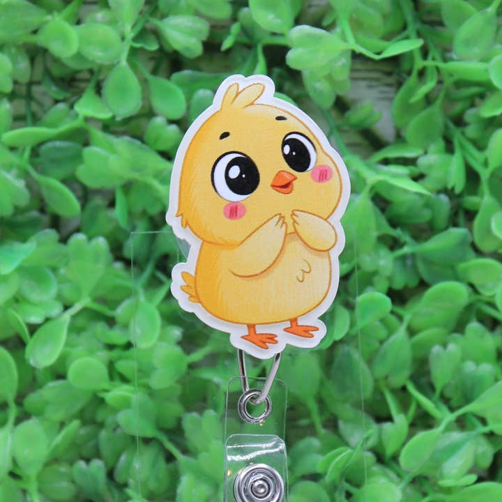Adorable porte-badge poussin jaune pour la vente par Hylidae Boutique