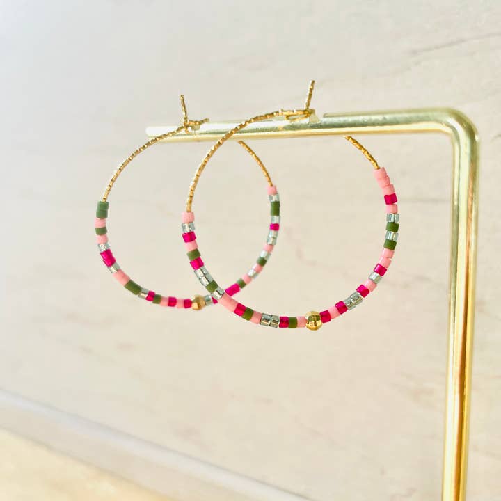 Atelline - Venta al por mayor Pendientes de aro - Aro y perlas de acero inoxidable