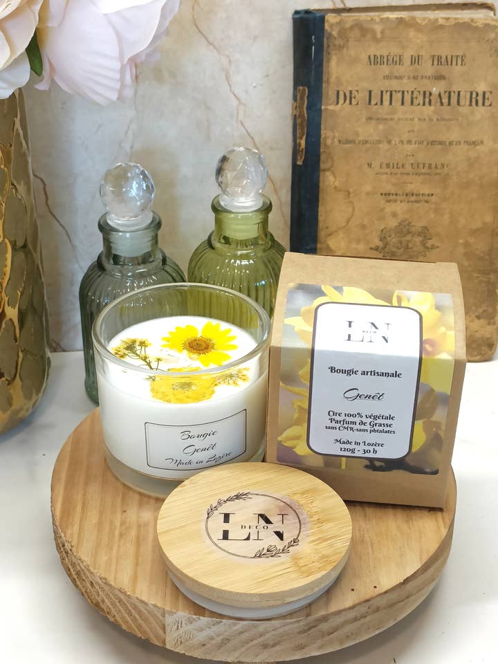 Bougie parfumée fleurs séchées "Lozère" Genêt pour la vente par LNDECO