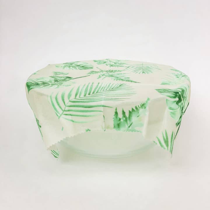 Organic Beeswax Food Wrap Covers - Set of 3 - Tropical Leaf for wholesale by Noelle’s Naturals