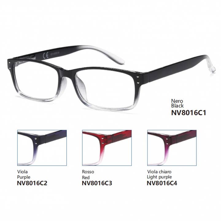 Pre-assembled reading glasses - RECTANGULAR - NV8016 for wholesale by NEW VISION MILANO SRL
