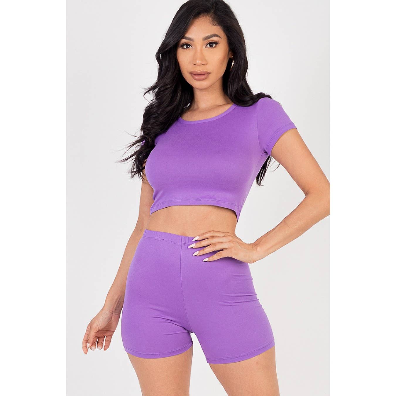 Timeless - Wholesale Lounge Set - Women's - Short Sleeve Crop Top and Shorts Set6