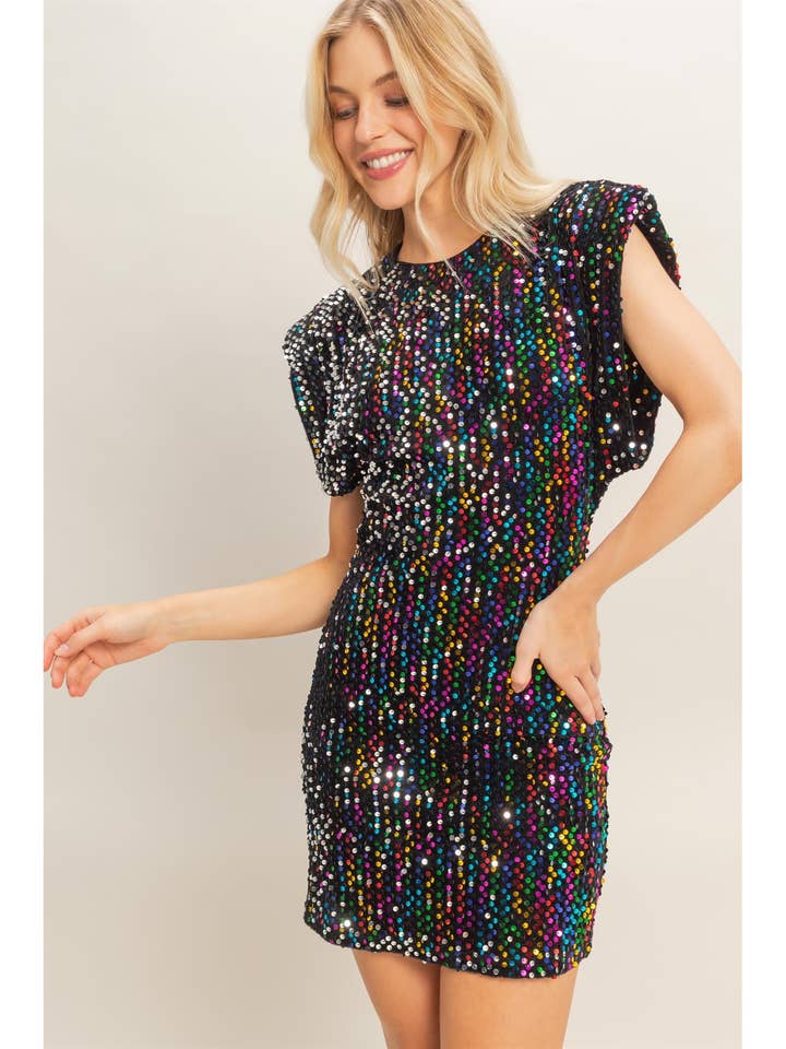 Mini-robe en velours à sequins pour la vente par HYFVE