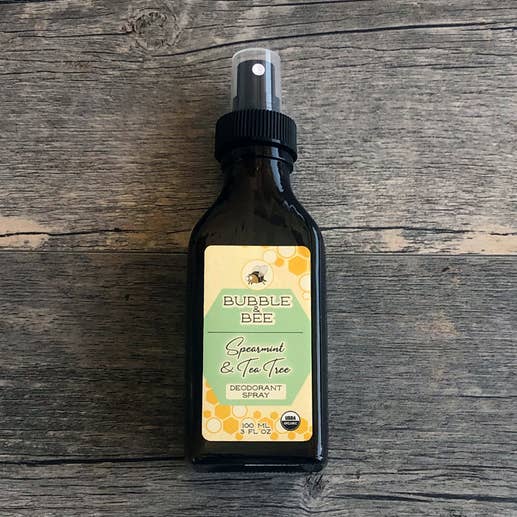 Spearmint & Tea Tree Organic Deodorant Spray for wholesale by Bubble & Bee Organic