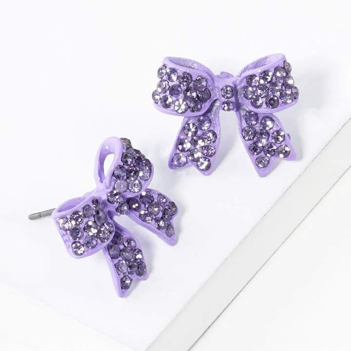 Sensibling Corp. - Wholesale Stud/Post Earrings - Crystal Rhinestone Pave Bow Stud Earrings
17