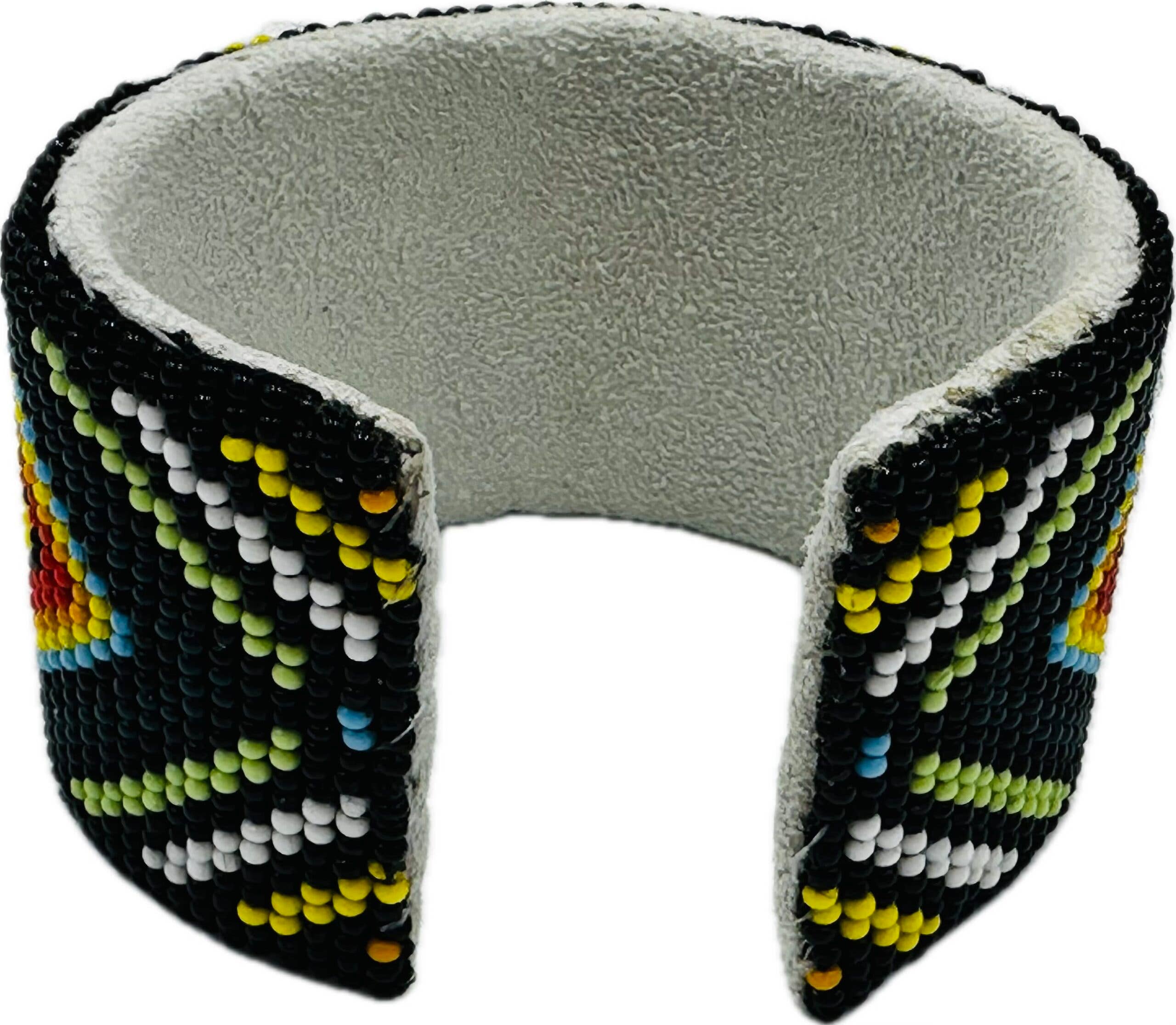BEADS CORNER - Wholesale Cuff Bracelet - Handmade beaded Black Multicolored leather cuff bracelet4