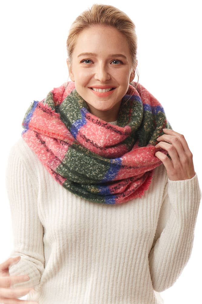 Hana - Wholesale Scarf - Women's - Colorful Plaid Infinity Scarf6