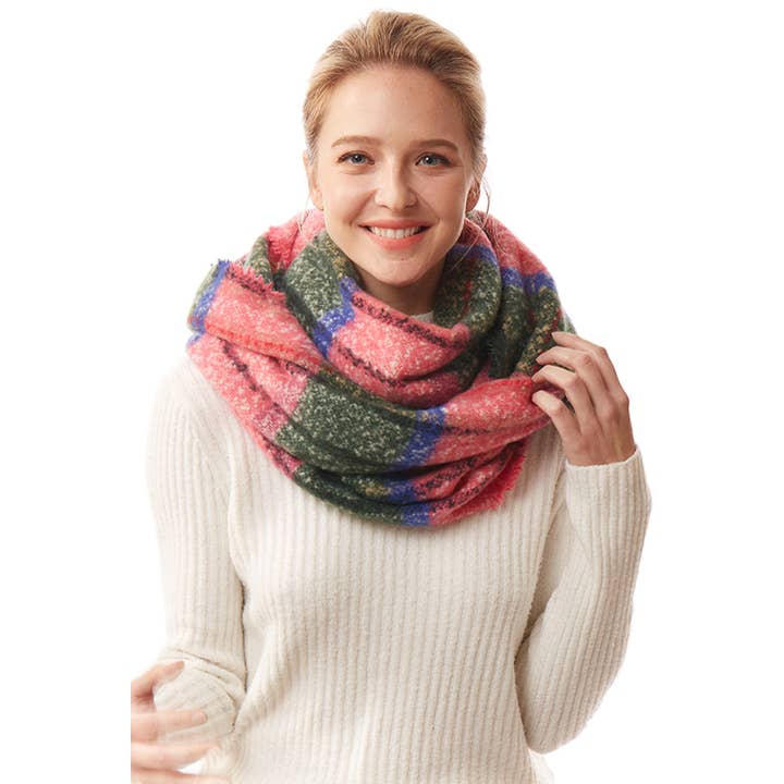 Hana - Wholesale Scarf - Women's - Colorful Plaid Infinity Scarf6