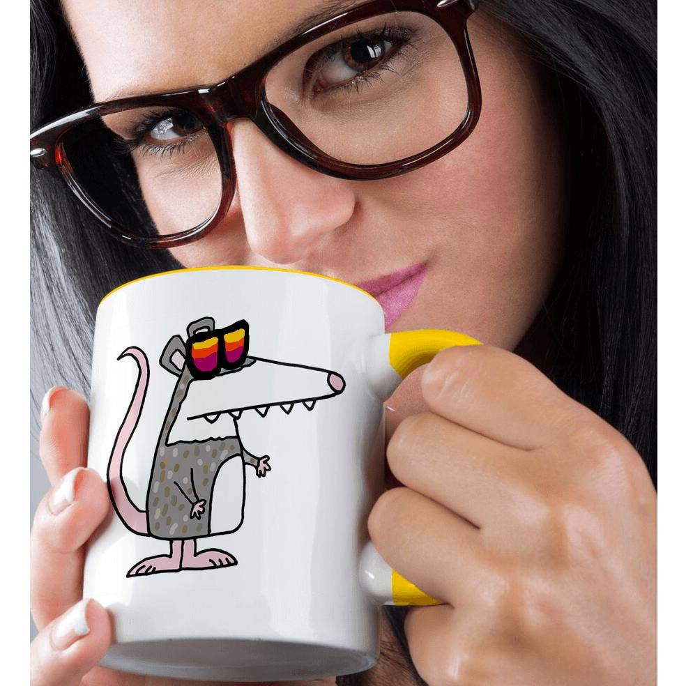 3dRose - Vente Tasse à café - 3dRose, Drôle et mignon opossum funky portant des lunettes de soleil dessin animé, Tasse1