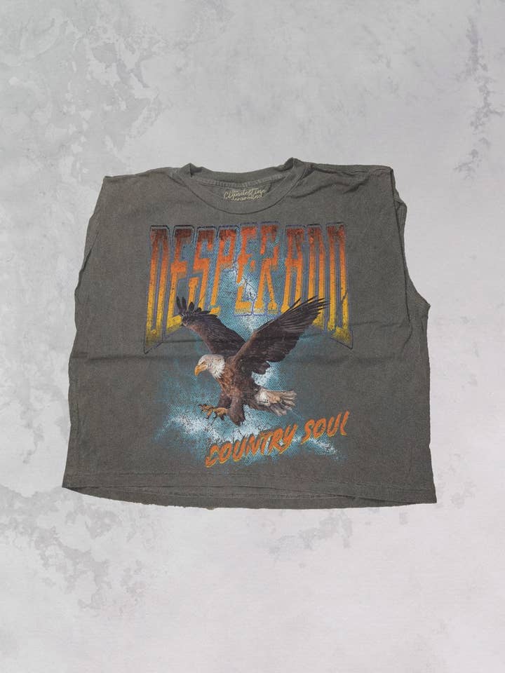 Desperado, Western Vintage Cropped Muscle Tank for wholesale by The Clandestine Underground