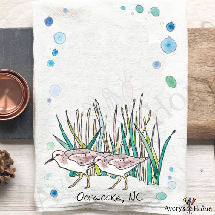 Avery's Home - Wholesale Tea Towel - Sandpipers with Beach Grass Bird Customizable Tea Towel14