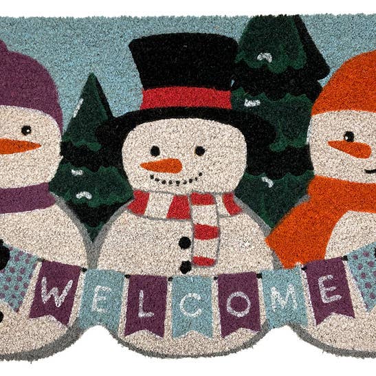 Briarwood Lane - Vente Paillasson - Paillasson en fibre de coco naturelle Winter Snowmen (lot de 4)