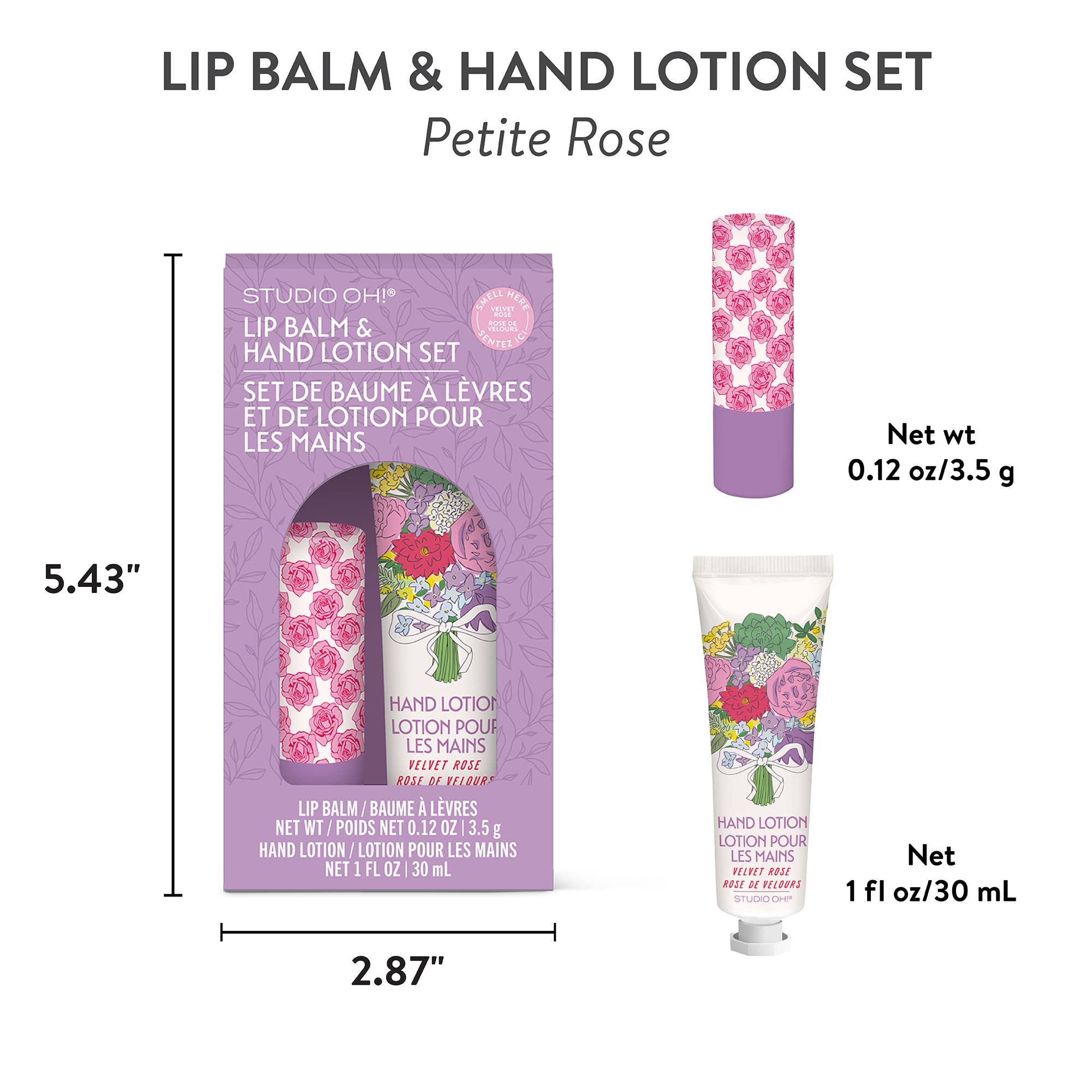 Studio Oh! - Wholesale Lip Balm Set - Petite Rose Lip Balm & Hand Lotion Set4