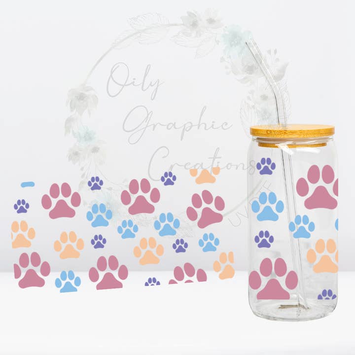 Paw Print Patterns-16oz UV DTF Wrap for wholesale by Oily Graphic Creations
