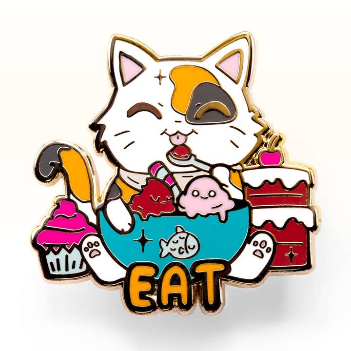 Épinglette en émail EAT (Calico Cat), cadeau pour la fête des pères, cadeau pour maman chat pour la vente par Flair Fighter