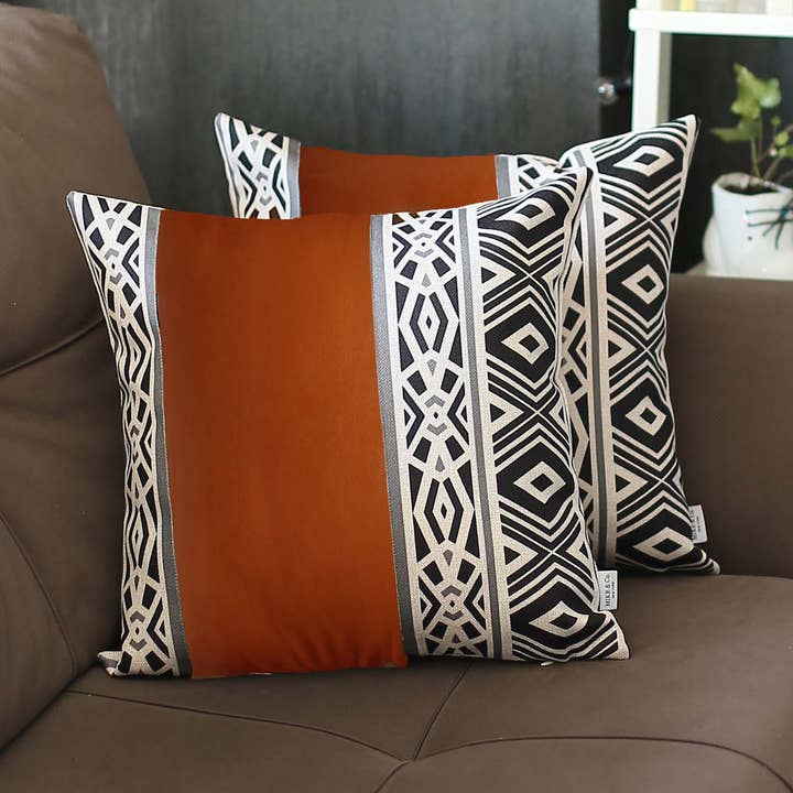 Dekorativa Vegan Faux läder kasta kuddfodral uppsättning 2 för wholesale av MIKE & Co. NEW YORK