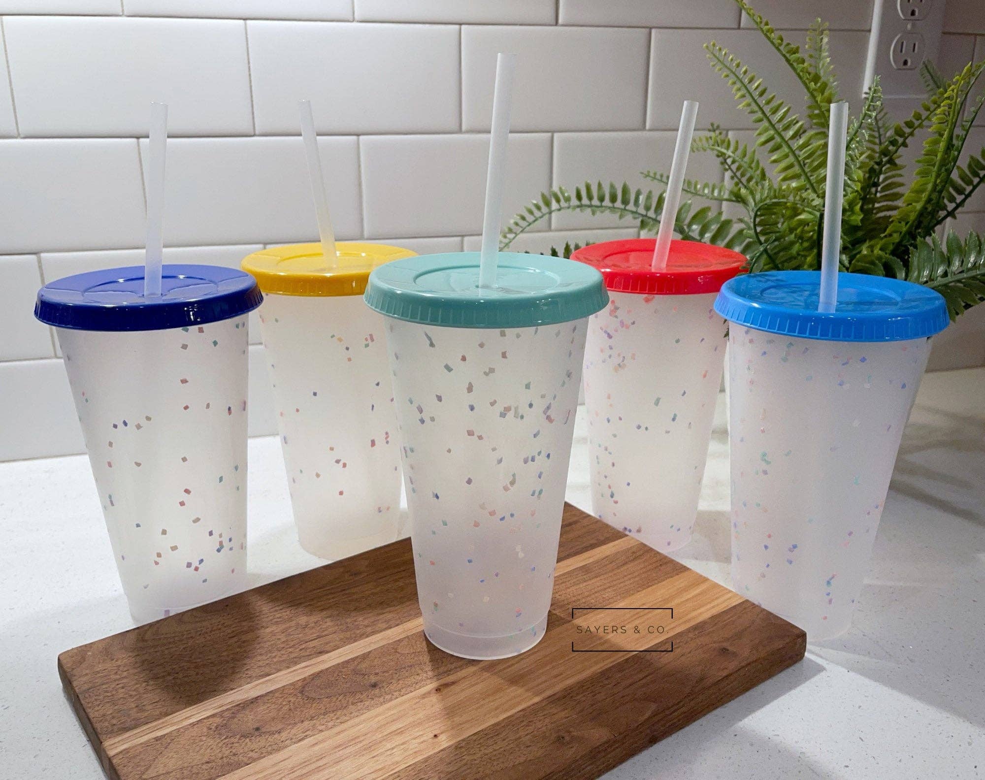 Sayers & Co. – Copo/caneca por atacado – 24 onças Copos frios de confete que mudam de cor, copo de vinil epóxi por atacado 24 onças4