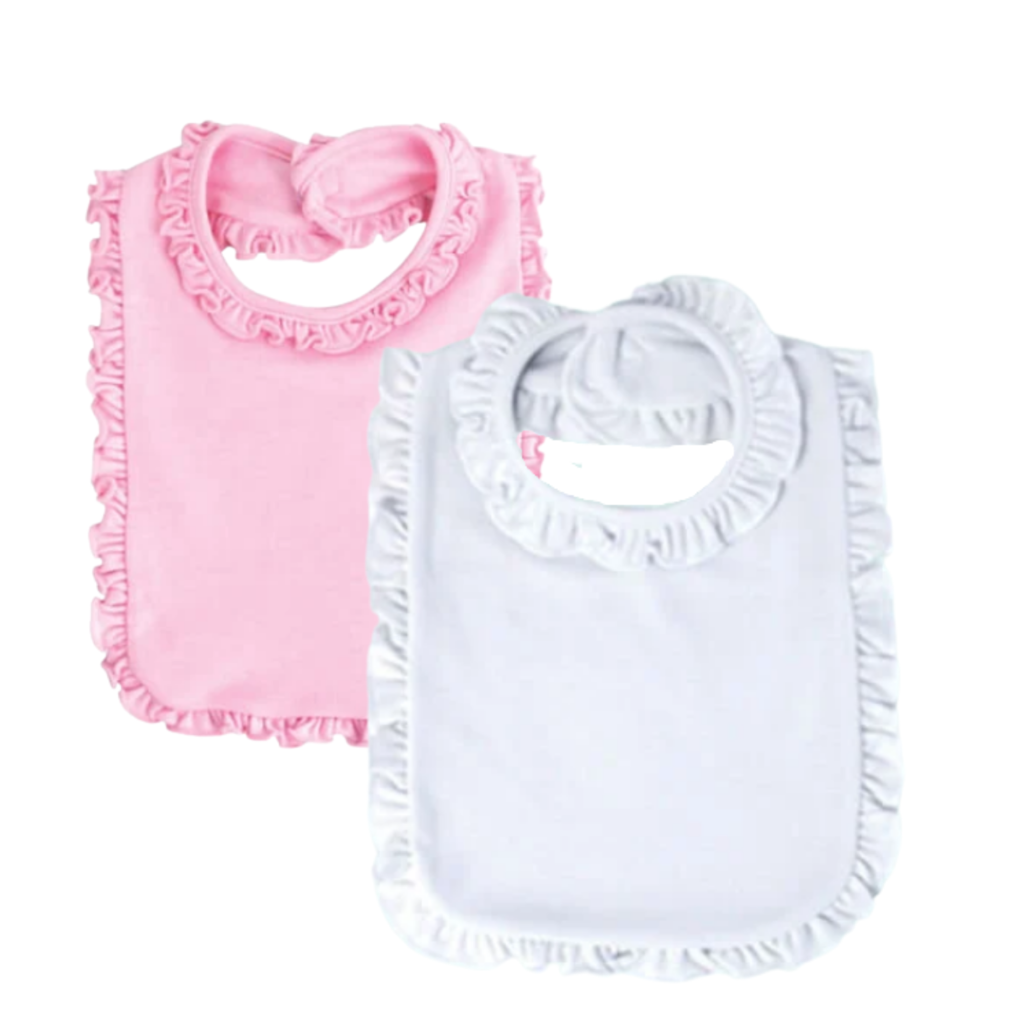 Laughing Giraffe - Wholesale Bib - Baby - Baby Girl  2-PLY Blank Bib w/ Ruffle Trim 6-PACK Embroidery4