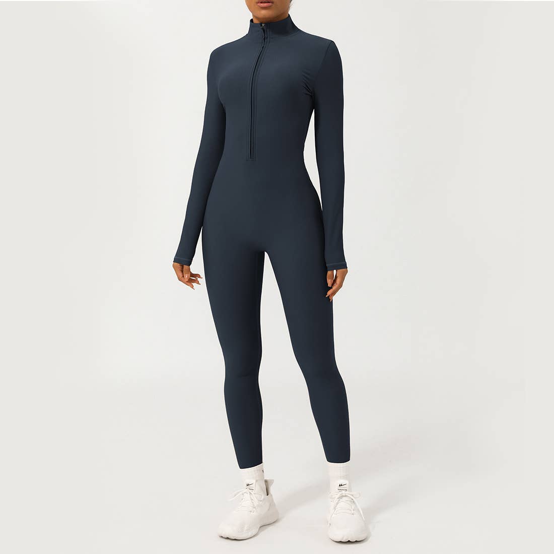 Sodalemon – wholesale Unitard – Women′s – Women Half ZipperLong Sleeve Fitness Active Jumpsuit6