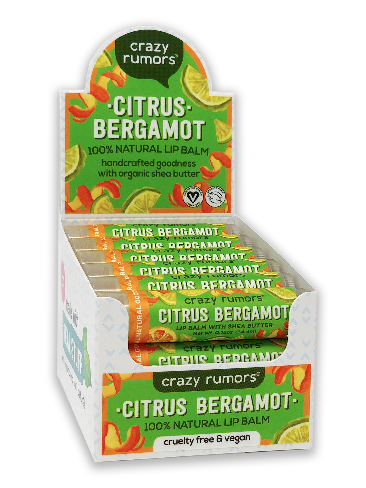 Crazy Rumors - Wholesale Lip Balm - All Natural, Vegan Citrus Bergamot Lip Balm1