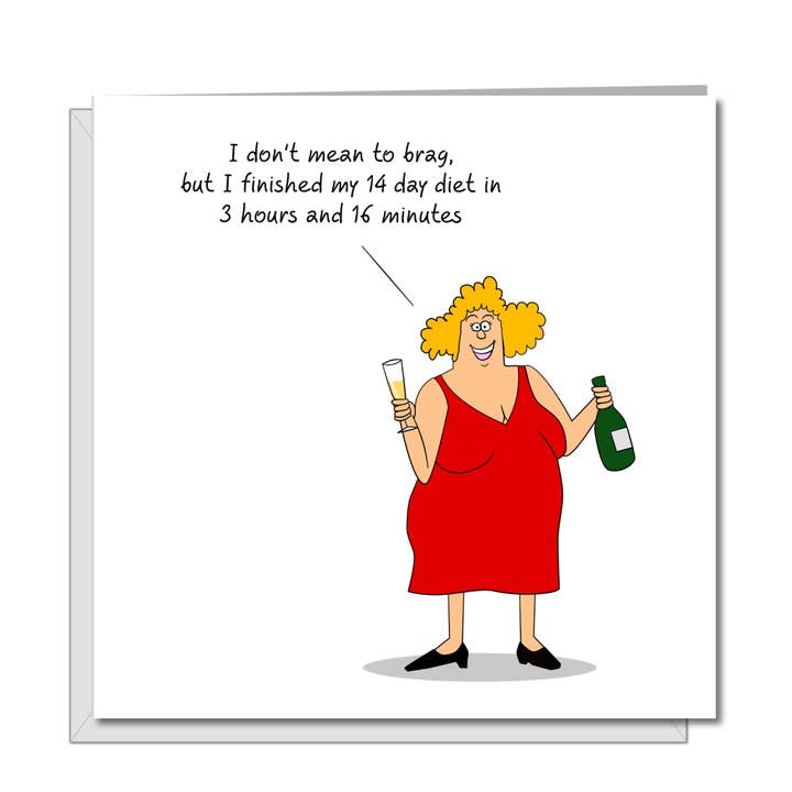 Swizzoo Cards - Wholesale Birthday Card - Funny Birthday card for Girl Friend Wife Mum - 40th 50th 60th Birthday - Humor, humorous and fun - diet dieting celebrate celebration