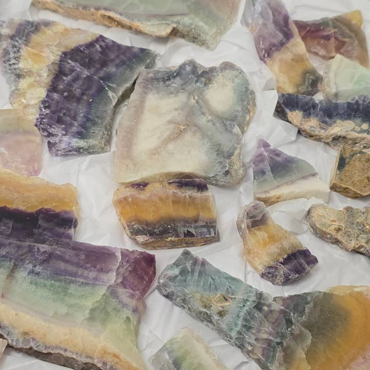 18pcs Fluorite Slabs ~ Witchy Crystal ~ Metaphysical Shop for wholesale by Aquamarine Daydream Wholesale