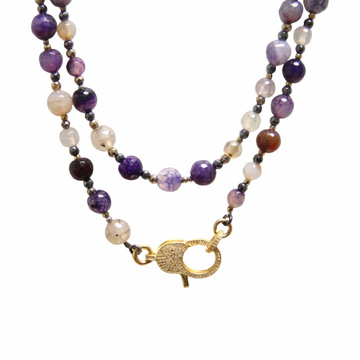 Viola Agate & Pavé Diamond Lock ketting voor wholesale door Jane Basch Jewelry Designs