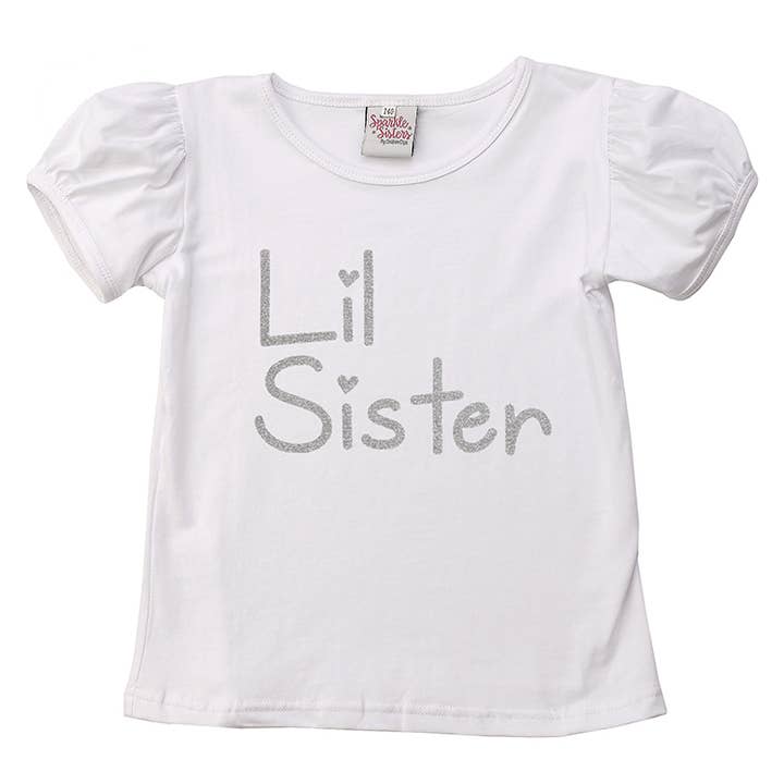 Silver Lil Sister Puff Sleeve Tee for wholesale by Sparkle Sisters by Couture Clips