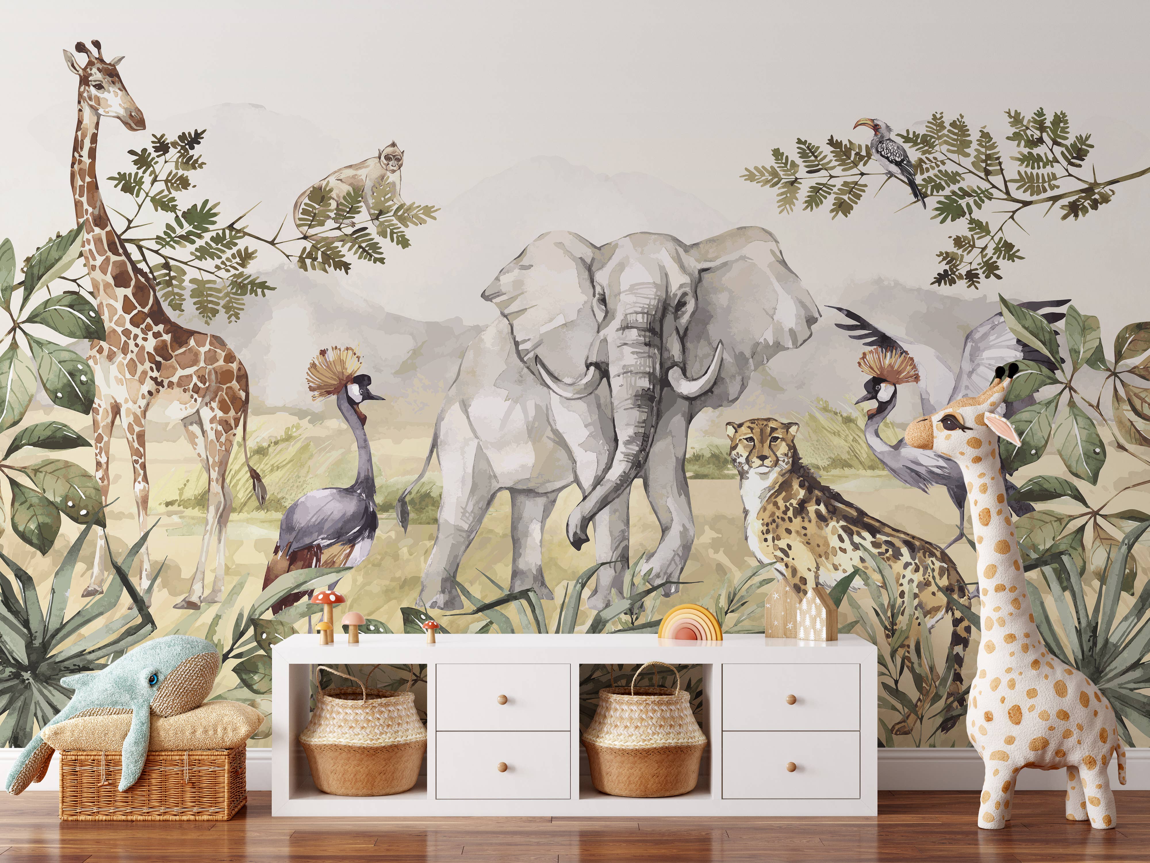 Walloha - Vente Décoration murale – enfant et bébé - Papier peint animalier - SAFARI ADVENTURE - Behang kinderkamer8