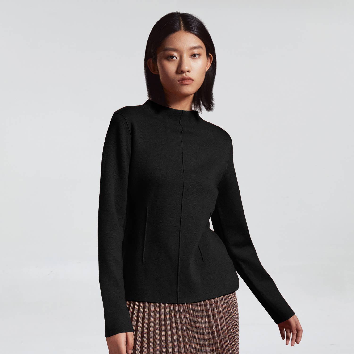 Smart and Joy – wholesale Knitted jumper – Women′s – Sweater with embossed lines4