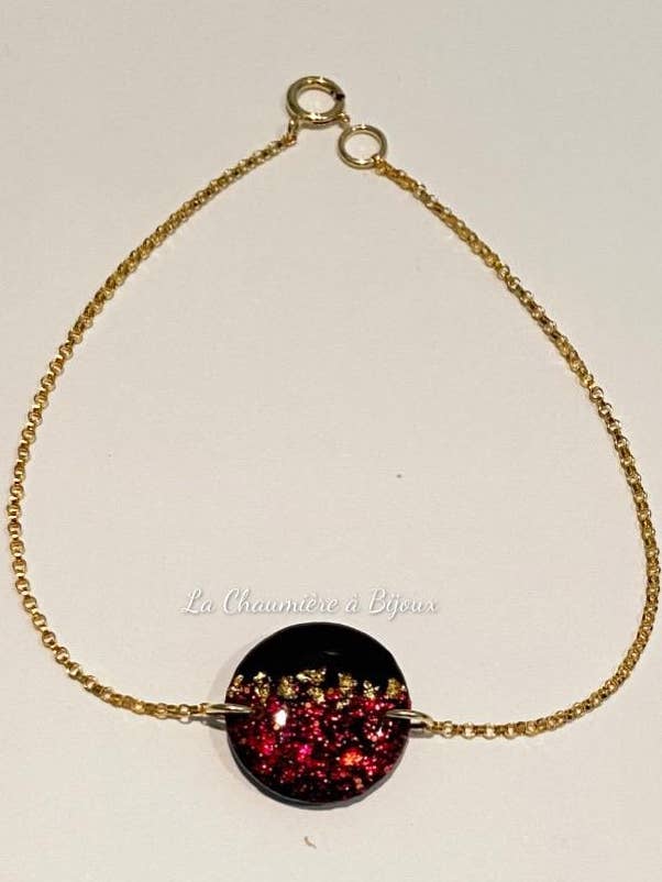 Gold filled bracelet - Small red, black and snowflakes for wholesale by La Chaumière à Bijoux
