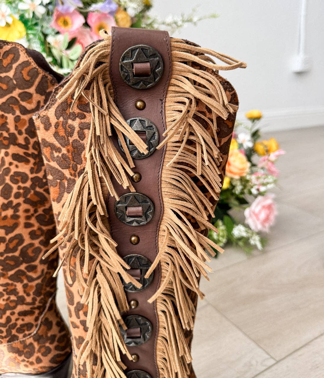 Naughty Monkey Open Pack - Wholesale Cowboy Boots - Women's - Rodeo Doll Fringe Boots in Leopard1