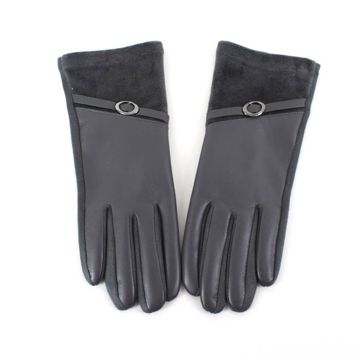 Pretty Persuasions - Wholesale Gloves - Women's - A25010 Velvet Trim Faux Leather Gloves 3