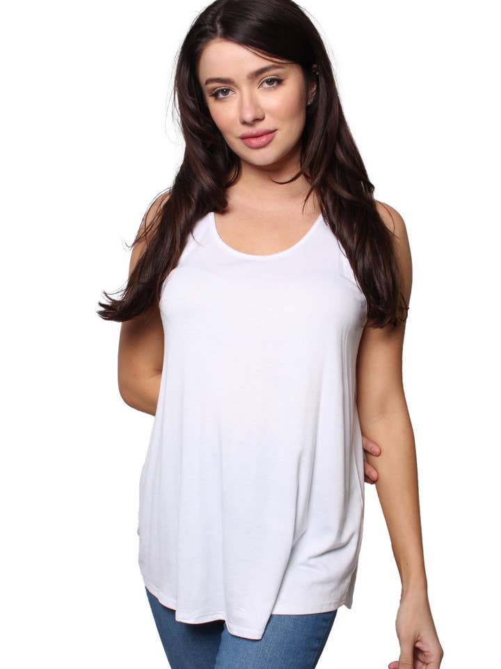 Women's Sleeveless Scoop Neck Tank Top for wholesale by Good Stuff Apparel