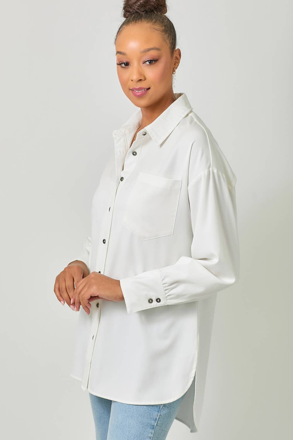 Mystree - Wholesale Button Down Shirt - Women's - 60937 Tencel Oversized Button Up Shirt16