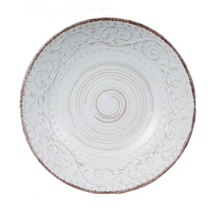 D8x2" Rustik Vit Virvlande Stengodsskål för wholesale av A&B Home Group Inc.